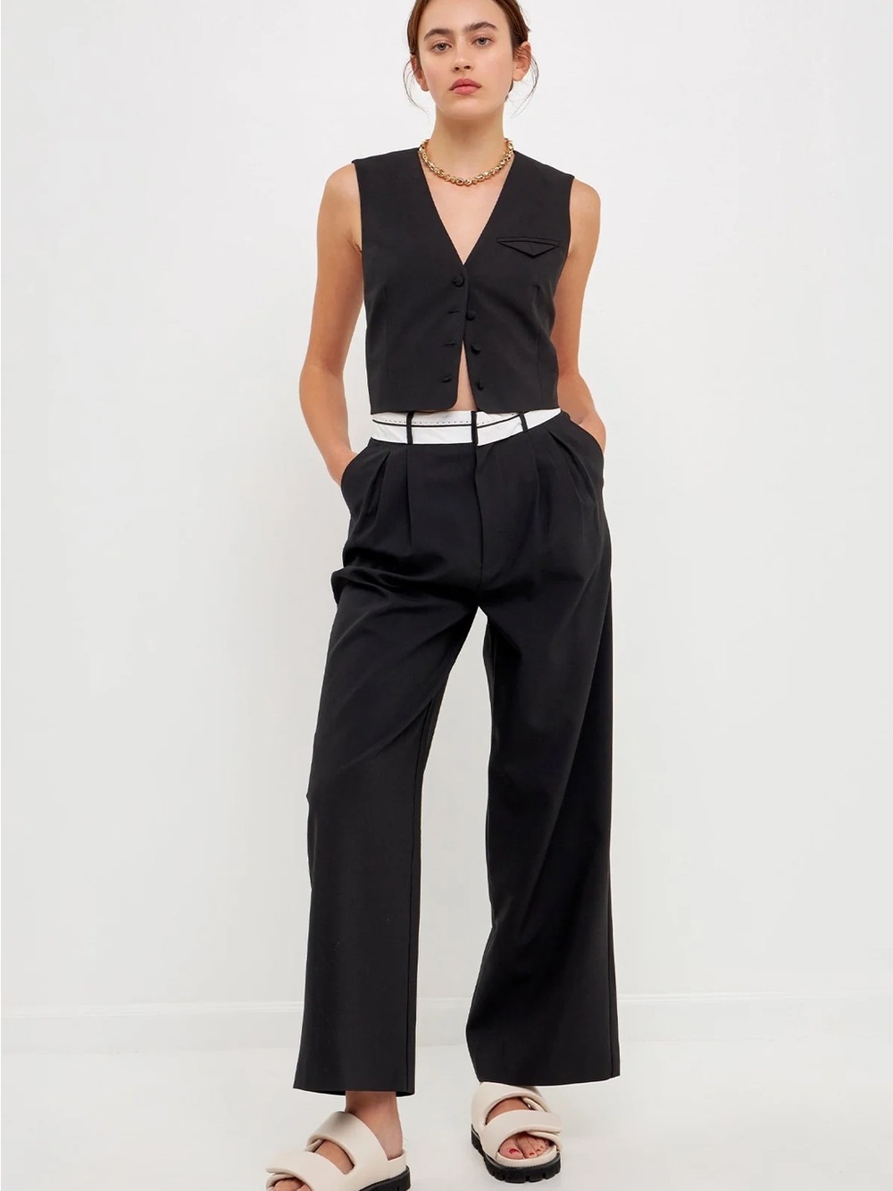 GREY LAB Black Wide-Leg Trousers